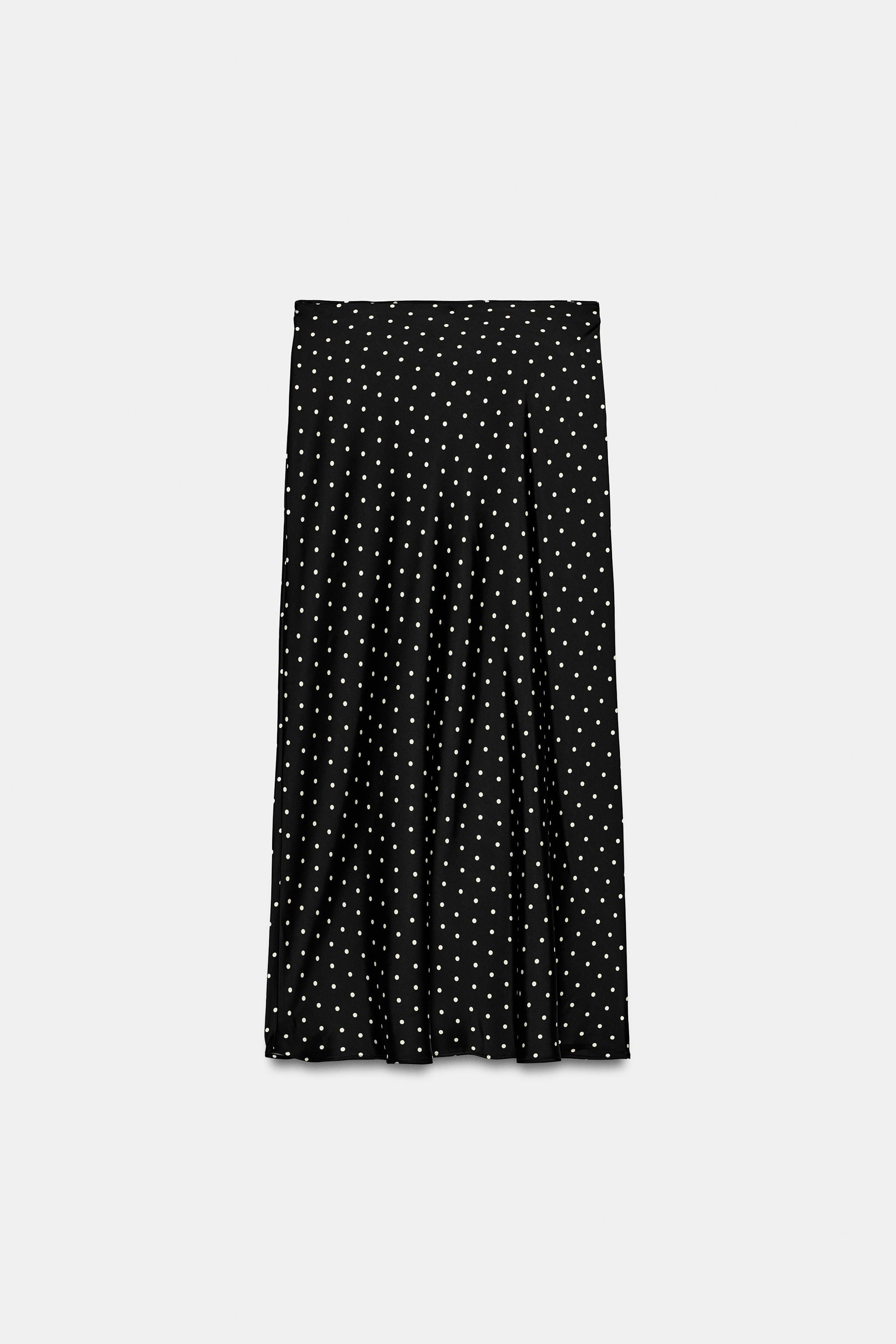 POLKA DOT SATIN MIDI SKIRT | Zara US