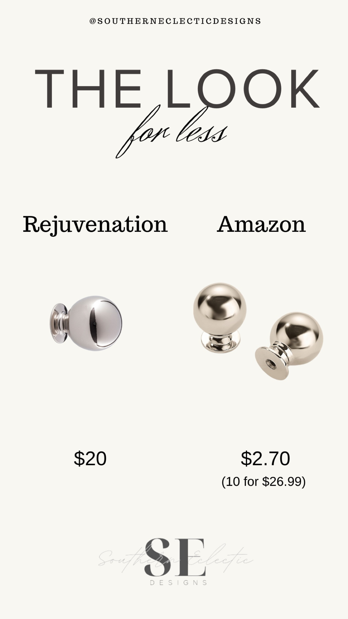 The look for less cabinet hardware. This Rejuvenation dupe hardware comes in all the finishes. 

Cabinet hardware
Polished nickel hardware
Rejuvenation dupe
Look for less
Cabinet knobs


#LTKfindsunder50 #LTKstyletip #LTKhome