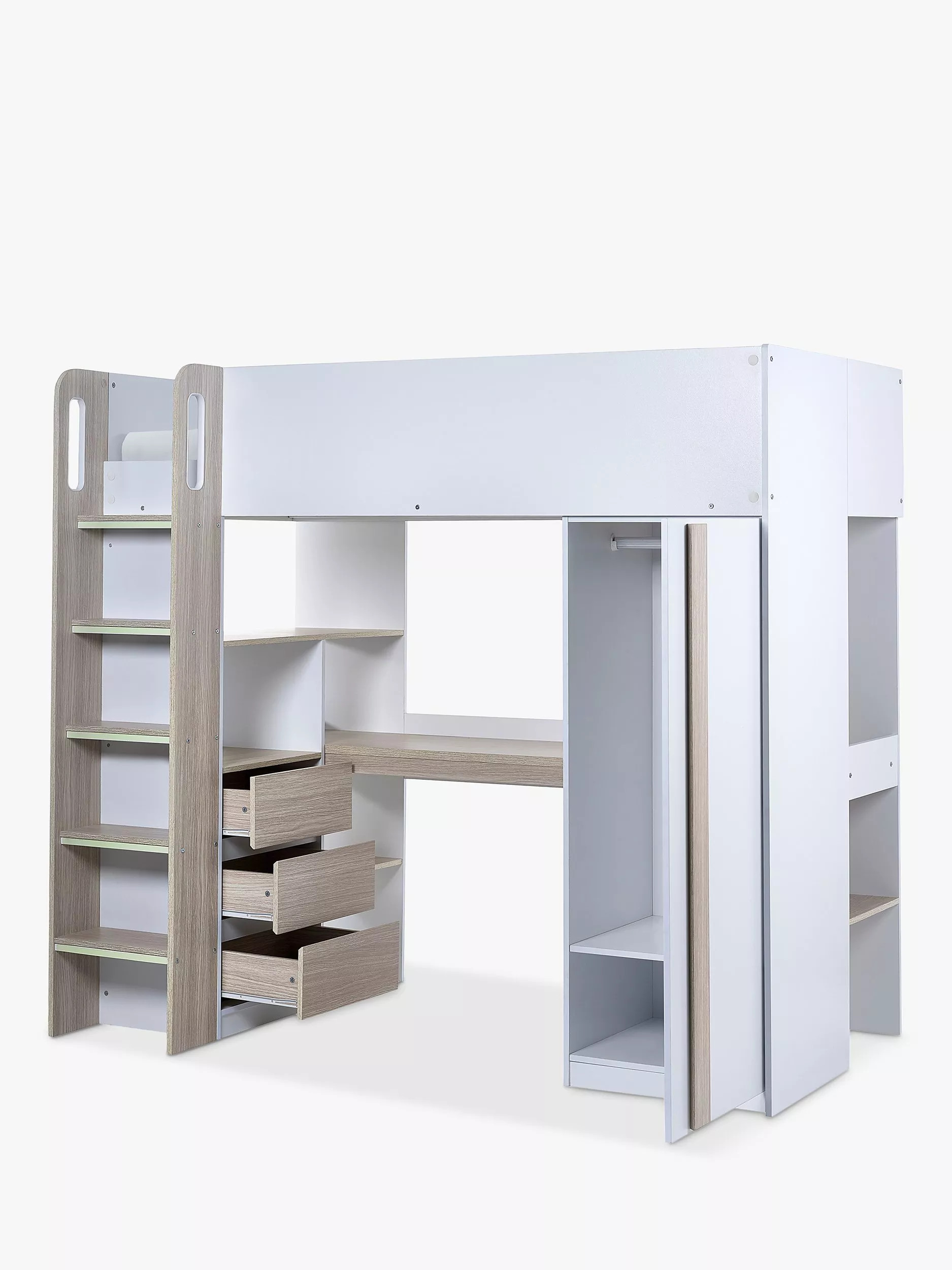 Ocean High Sleeper Bed Frame, Natural/White | John Lewis (UK)