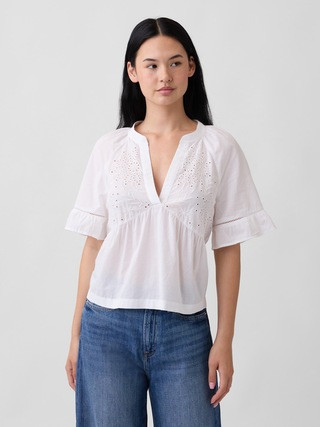 Relaxed Eyelet Top | Gap Factory