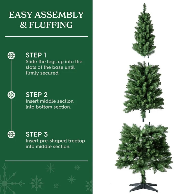 7' Pre-Lit Brinkley Pine Green Artificial Christmas Tree with Warm White LED Lights, by Holiday T... | Walmart (US)