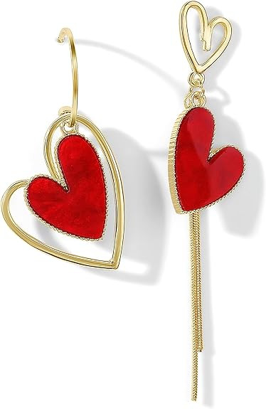 PopTopping Asymmetrical Heart Earrings Heart Drop Earrings Heart Dangle Earrings For Women Birthd... | Amazon (US)