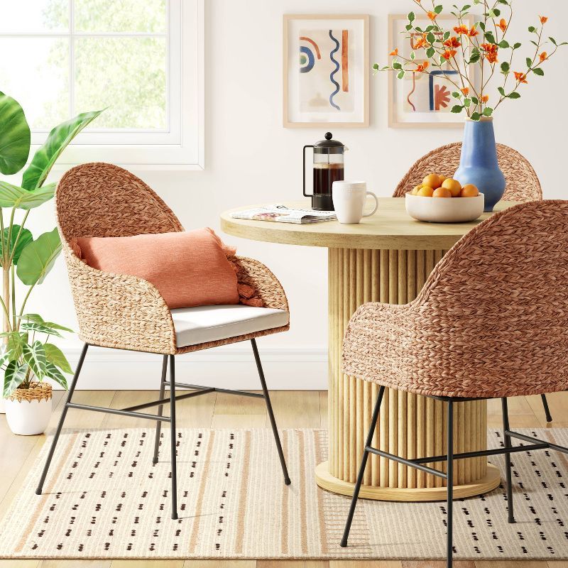 Landis Woven Backed Dining Chair with Cushion Natural - Threshold™ | Target