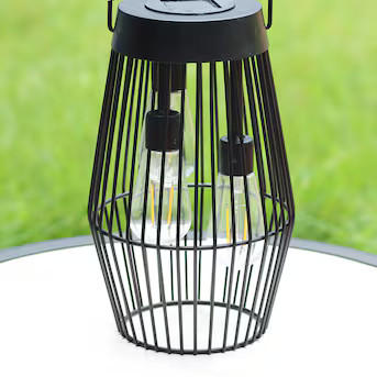 Style Selections 6.5-in x 10.5-in Black Metal Solar Outdoor Decorative Lantern | Lowe's