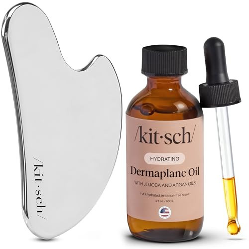 Kitsch Stainless Steel Gua Sha & Dermaplane Face Oil Bundle – Sculpting Tool & Hydrating Facial Oil with Jojoba & Argan Oil – Lymphatic Drainage, Radiant Skin Care Set | Amazon (US)