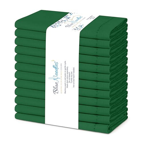 Blue Needles Hemstitch Linen Cloth Napkins Cotton Set of 12-18x18 Inches | Amazon (US)