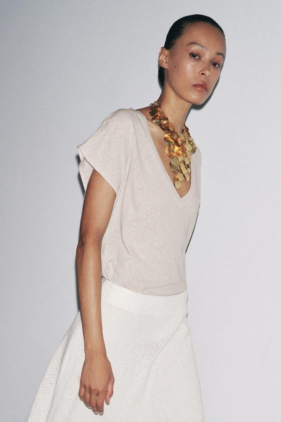 COTTON - LINEN BLEND T-SHIRT | Zara UK