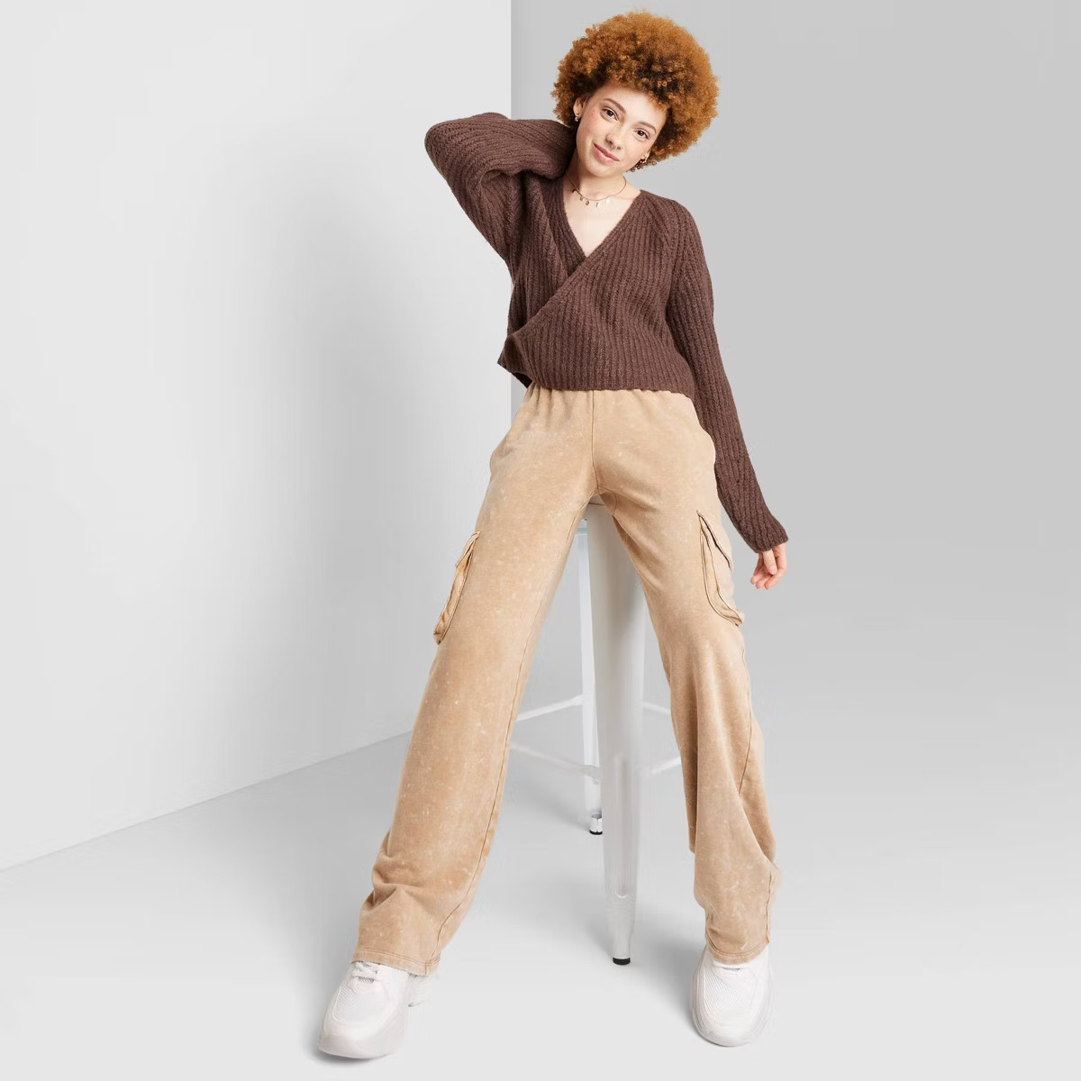 Women's Chunky Knit Wrap Sweater - Wild Fable™ Off-White M | Target