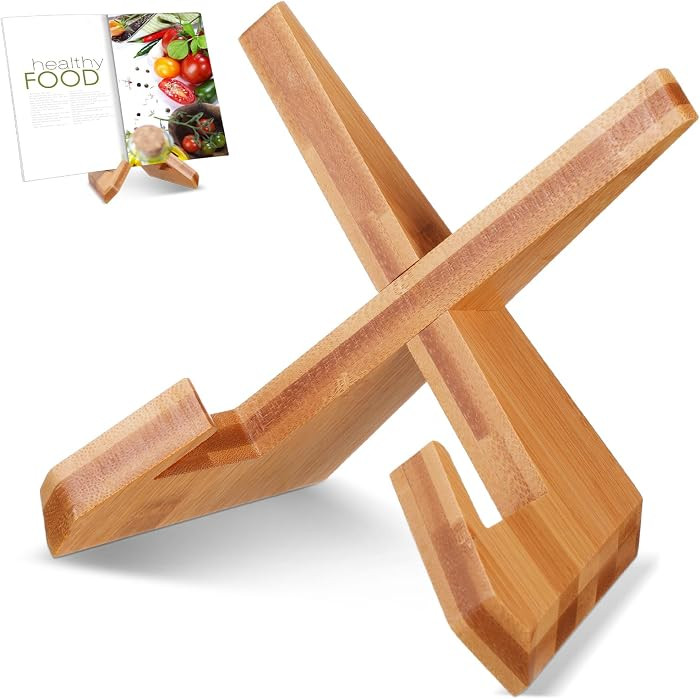 Cookbook Stand for Kitchen Counter, Wooden, Brown | Amazon (US)