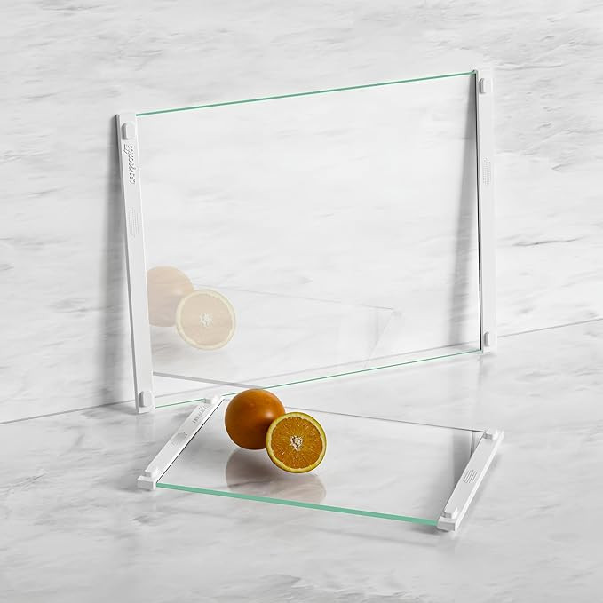 2Pcs Glass Cutting Boards for Kitchen(12x16" & 12x8"),Clear Tempered Glass Paired with White Sili... | Amazon (US)