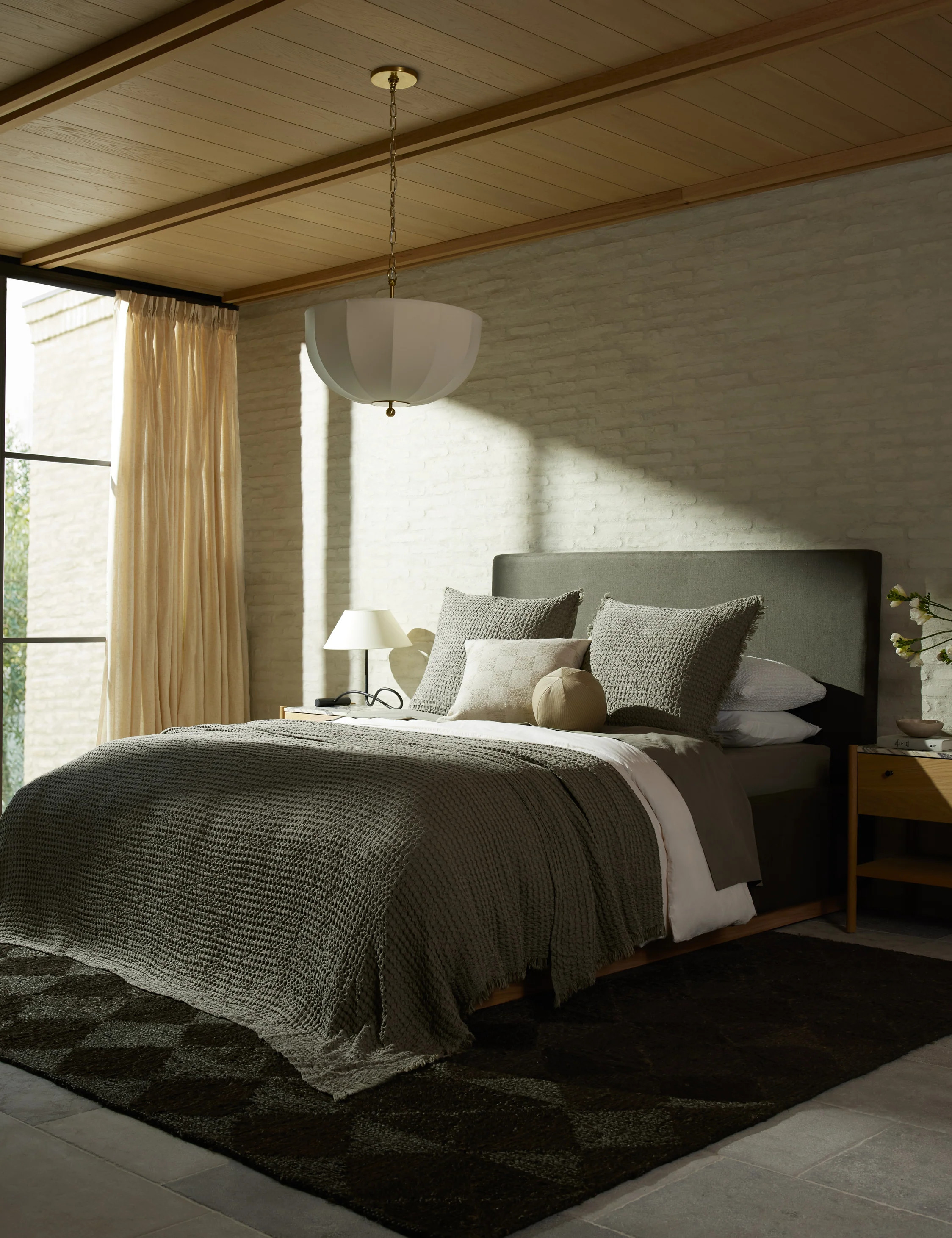 Lenora Textured Cotton Linen Blanket | Lulu and Georgia 