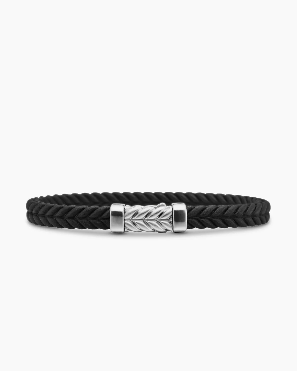 David Yurman | Chevron Rubber Bracelet with Sterling Silver, 6mm | David Yurman