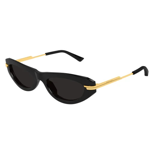 Bottega Veneta BV1368S Sunglasses 001 - Black/Gold - Grey Women Cat Eye | Designer Optics