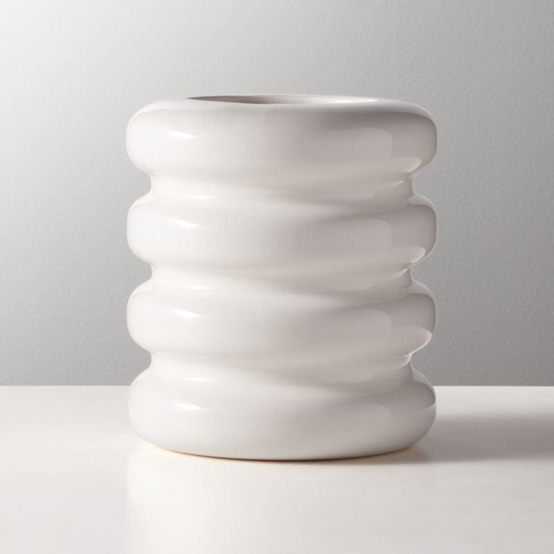 Tier Shiny White Vase + Reviews | CB2 | CB2