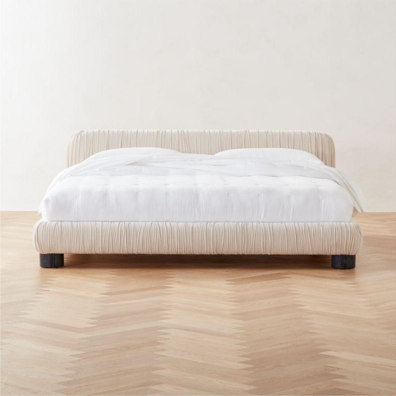 Cantar Ivory Velvet Upholstered King Bed + Reviews | CB2 | CB2