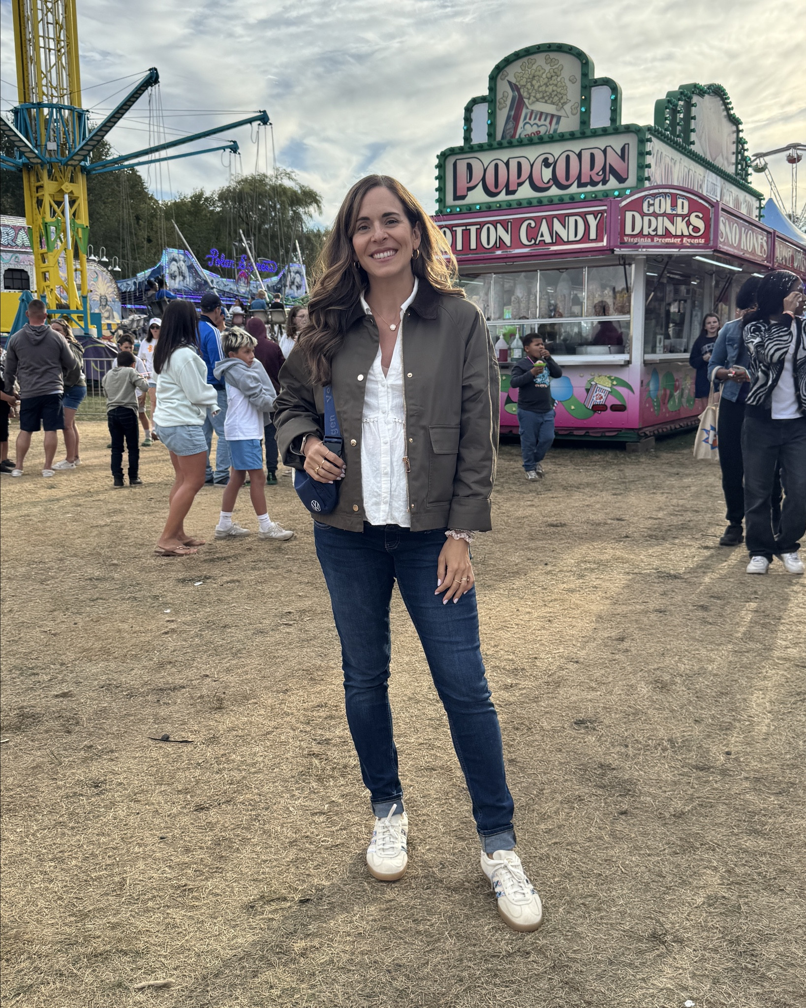 My recent look to the fair with my family includes a couple hot fall trends- the barn jacket (mines on 25% off flash sale today only!!) and these Adidas X Liberty Gazelle collab sneakers with floral print that are a new drop and super in style! Have you heard skinny jeans are back? These are maternity jeans I’m rewearing my 2nd pregnancy and you’ll see me style them with boots soon!
I linked the whole fall transition look! 🫶🏼🍂🍁

#LTKSeasonal #LTKFindsUnder100 #LTKSaleAlert