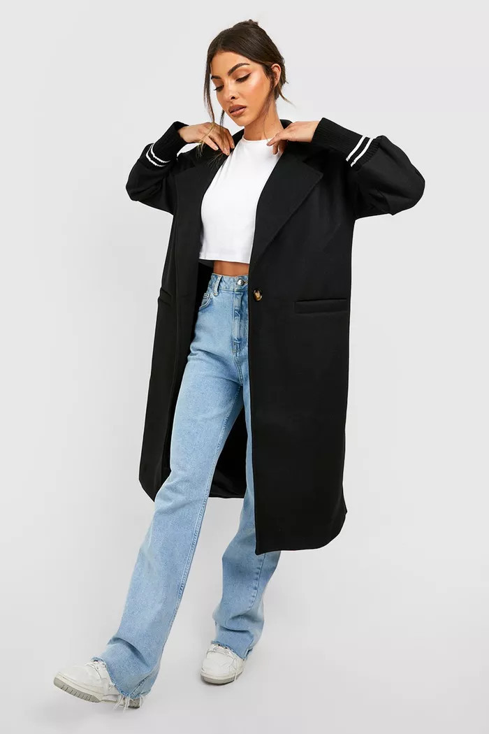 Cuff Detail Wool Look Coat | boohoo (US & Canada)
