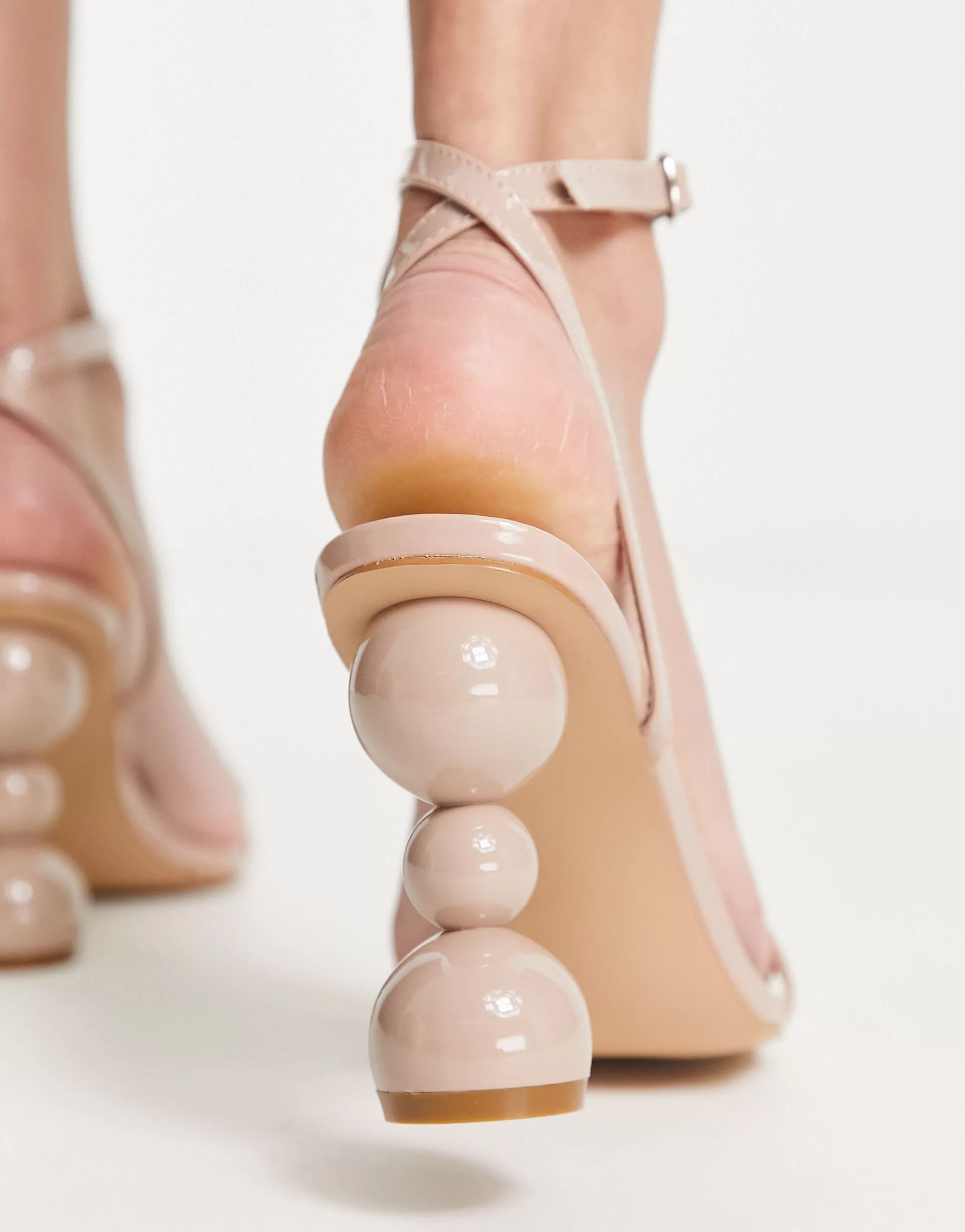 RAID Ashby sandals with bubble heel in beige patent | ASOS (Global)