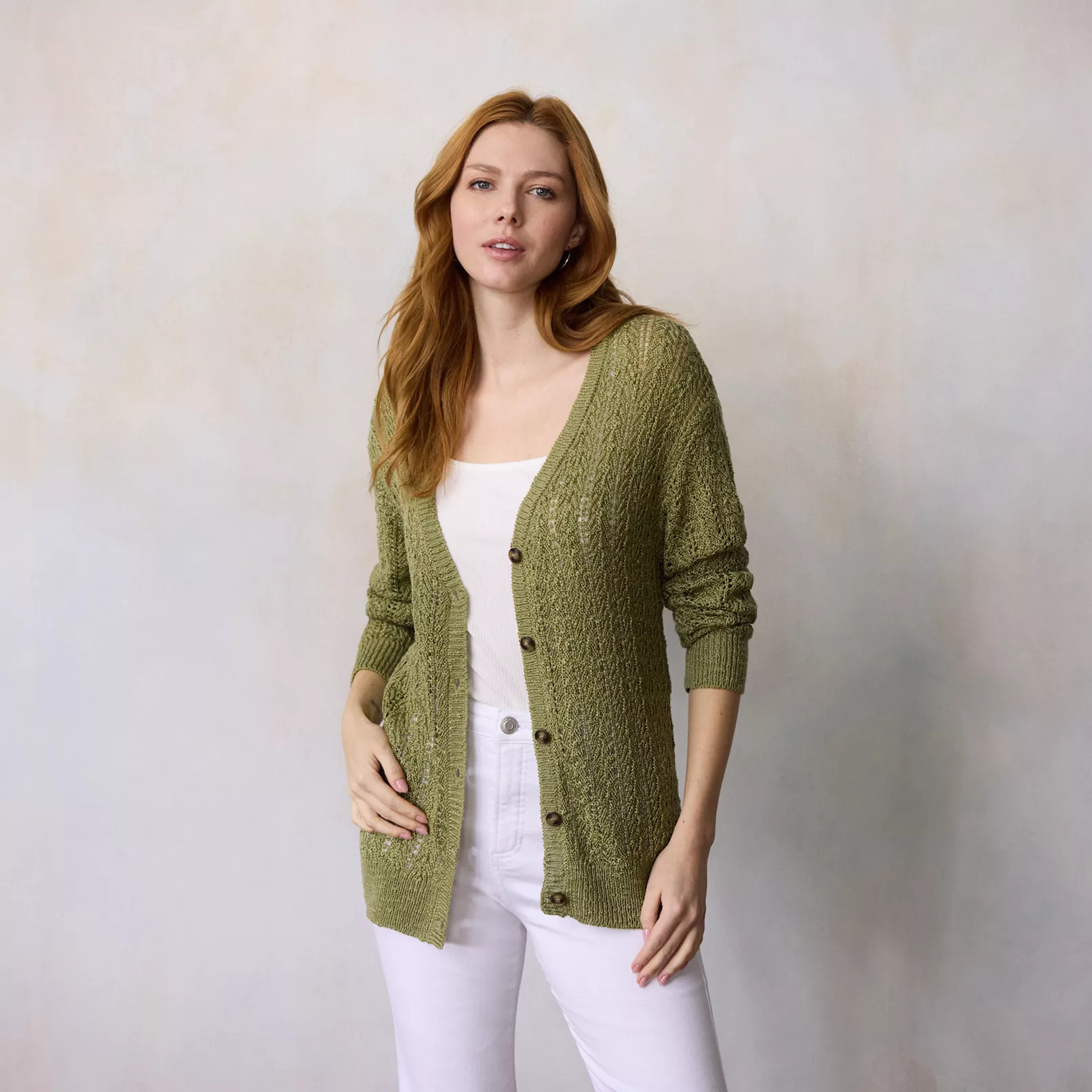Women's LC Lauren Conrad Pointelle V-Neck Sweater | Kohl's