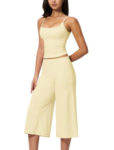 OKELUX Women Workout Set Two Piece Matching Yoga Outfits Baby Yellow S | Amazon (US)
