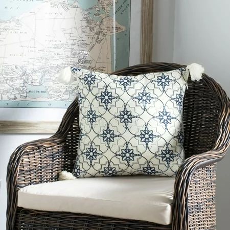 Safavieh Mariella 16 x 16 Geometric Plush Pillow with Fringe | Walmart (US)