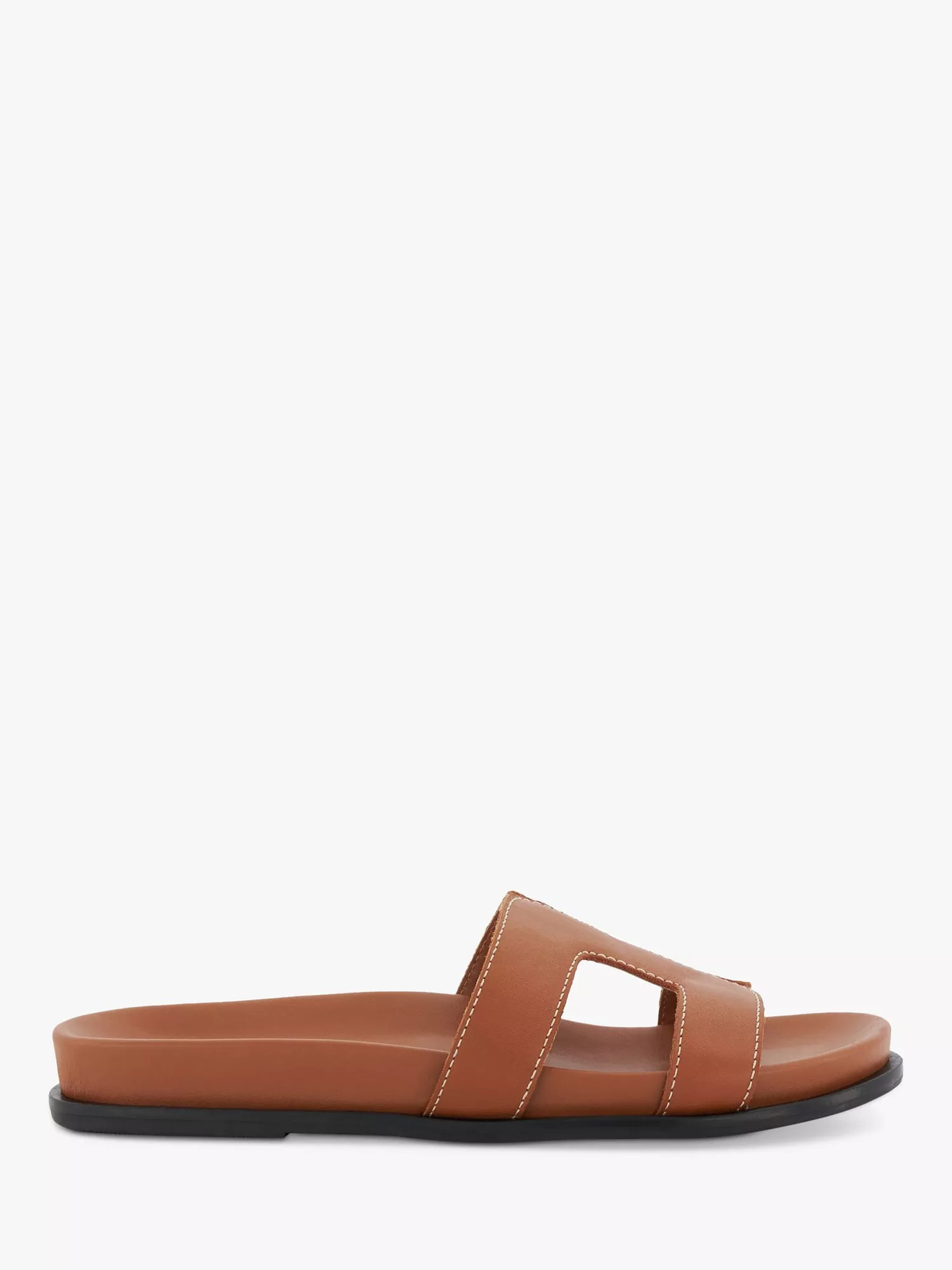 Dune London Wide Fit Loupa Leather Sandals, Tan | John Lewis (UK)
