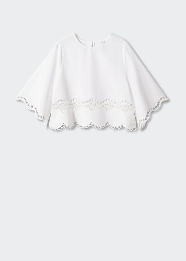 Embroidered oversized blouse -  Women | Mango USA | MANGO (US)