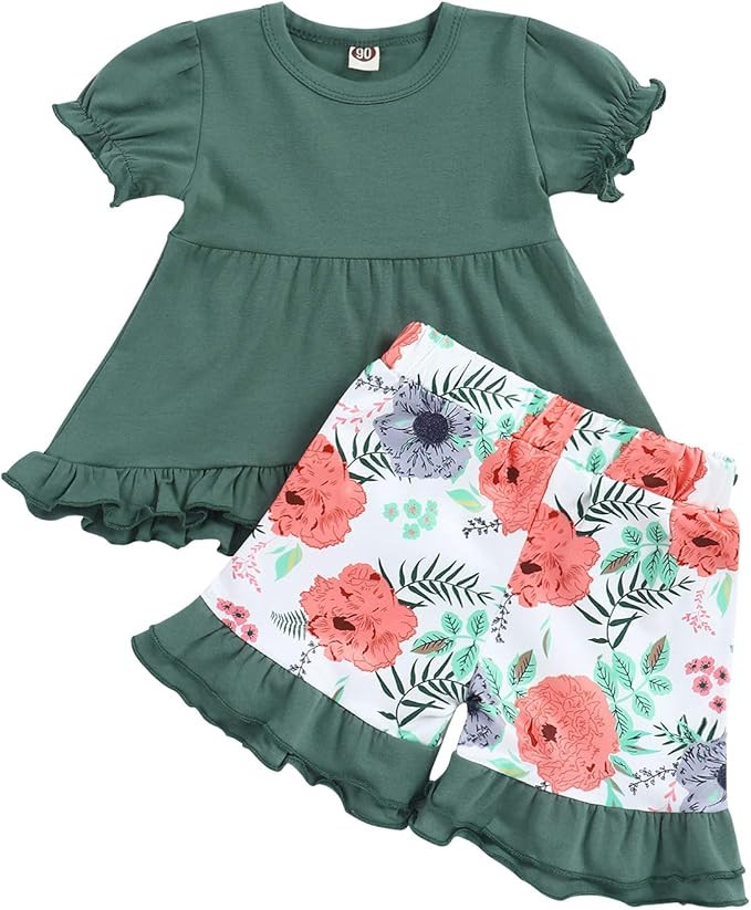 Toddler Baby Girls Clothes Long Sleeve Ruffle Dress Top and Pant 2Pcs Fall Winter Outfit Sets | Amazon (US)