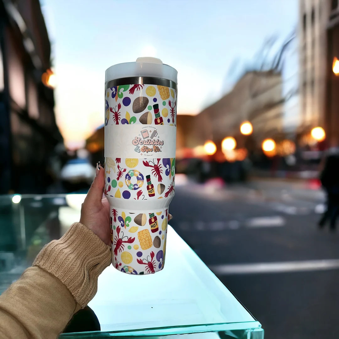 Louisiana Boil 40oz Tumbler, With Handle and Straw, Mardi Gras, Crawfish Boil, Hot Sauce, Texas B... | Etsy (US)