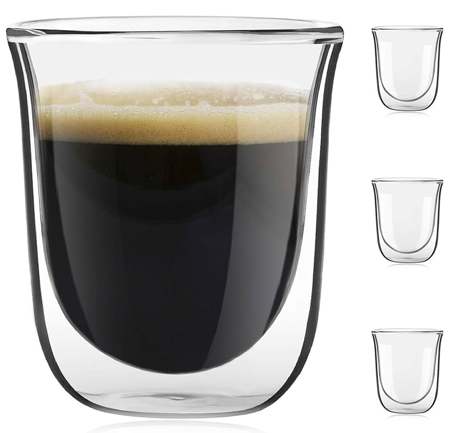 JoyJolt Javaah Double Walled Espresso Glasses Espresso Cups Set of 4 | 2-Ounces | Amazon (US)