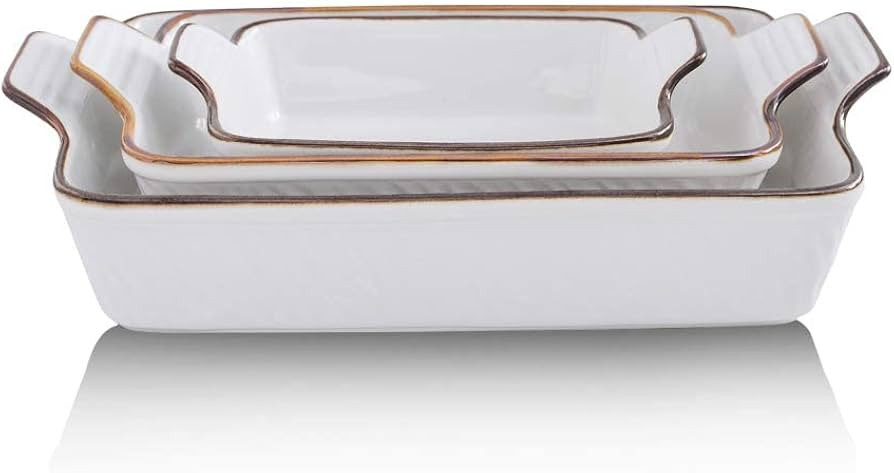 KOOV Bakeware Set, Ceramic Baking Dish Set, Rectangular Casserole Dish Set, Lasagna Pans for Cook... | Amazon (US)