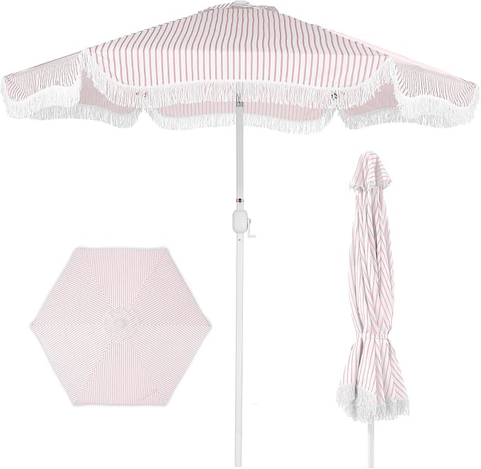 Best Choice Products 9ft Fringe Market Patio Umbrella – Outdoor Boho Tassel Sunshade for Table,... | Amazon (US)