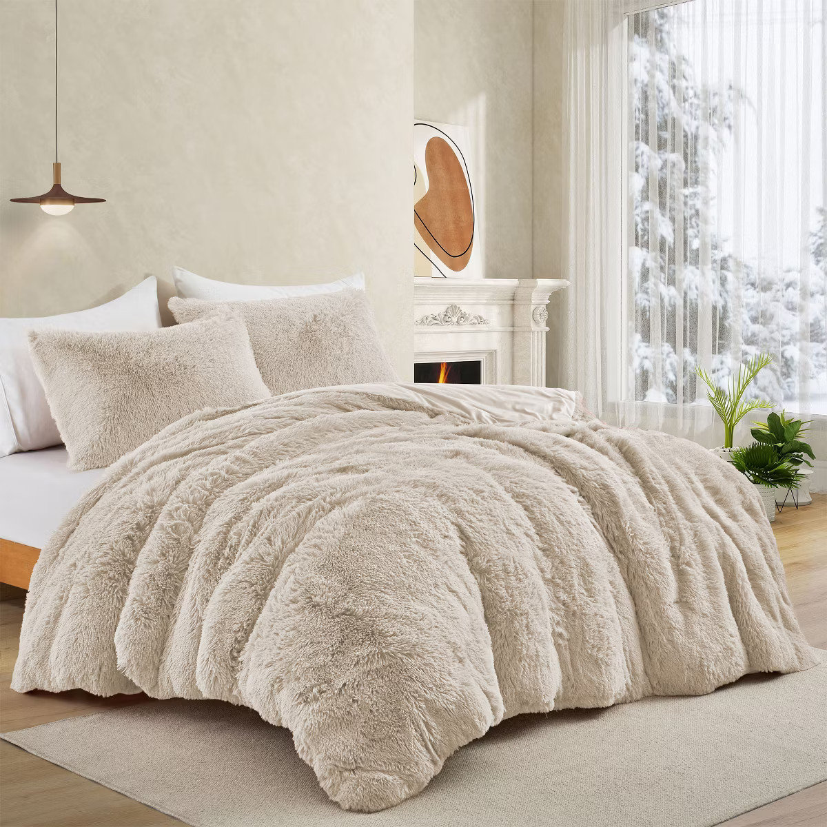 Peace Nest Fluffy Shaggy Faux Fur Comforter Set, Fuzzy Plush Bedding Set | Target