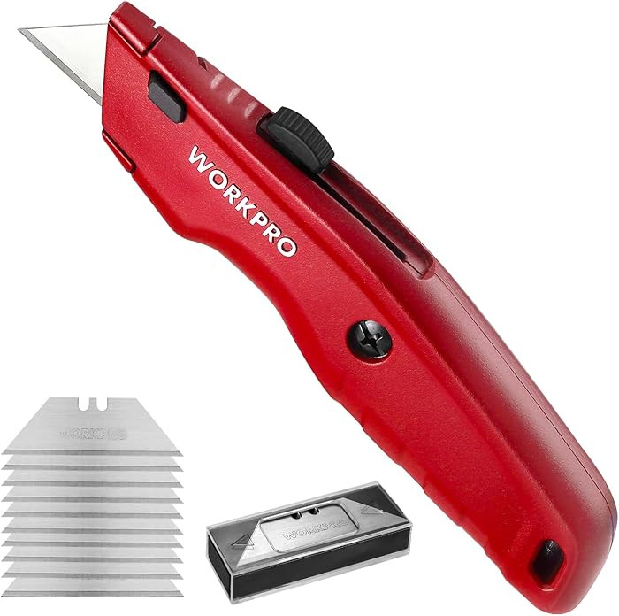 WORKPRO Premium Utility Knife, Retractable All Metal Heavy Duty Box Cutter, Quick Change Blade Ra... | Amazon (US)