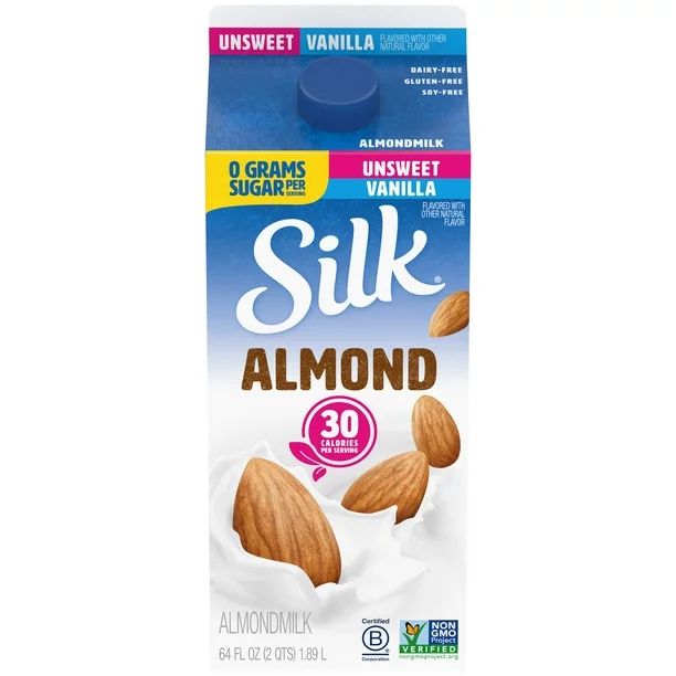Silk Unsweetened Vanilla Almond Milk, Half Gallon - Walmart.com | Walmart (US)