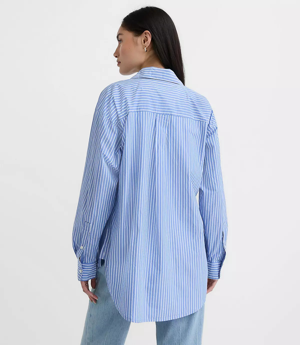 Striped Poplin Everyday Oversized Pocket Shirt | LOFT