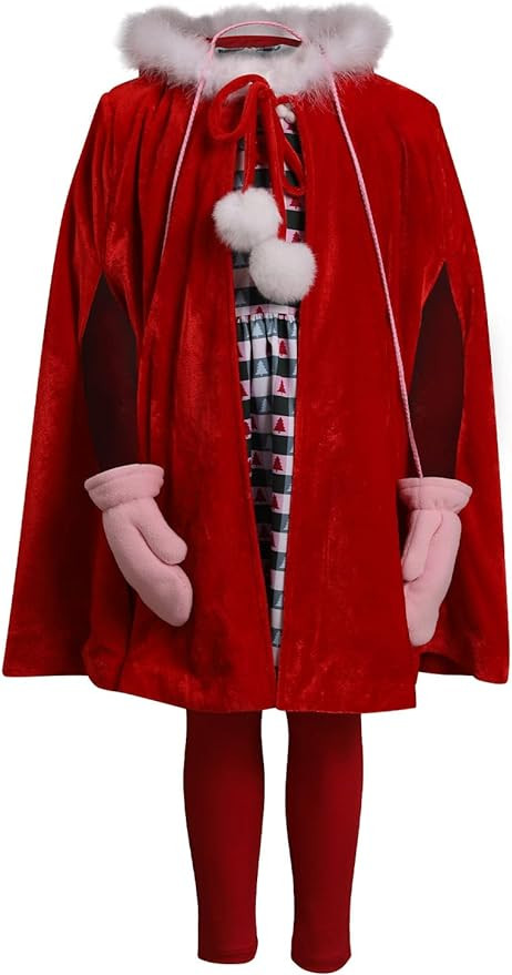 Seaehey Cindy Lou Who Costume Kids Cosplay Cloak Dress Pants Gloves Cape Toddler Outfit Cindy Lou... | Amazon (US)