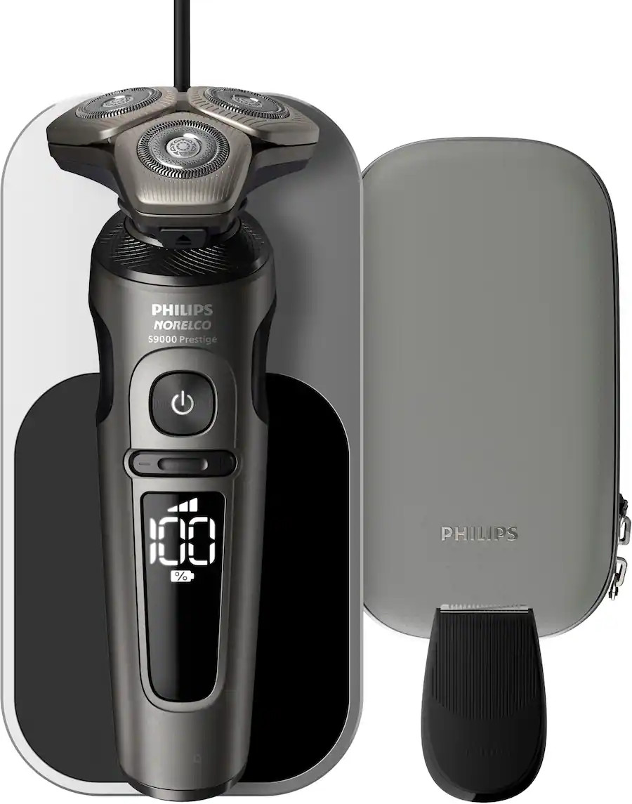 Philips Norelco - 9000 Prestige Shaver with Qi Charging Pad and Premium Case - Black | Best Buy U.S.