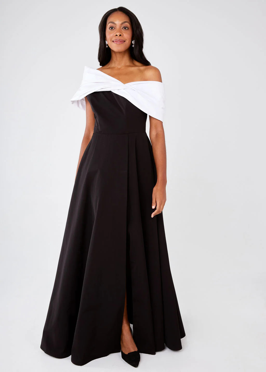 Amelia Gown Black and White Faille | Abbey Glass