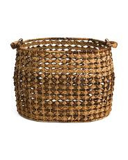 16in weave oval bloated basket with handles | TJ Maxx