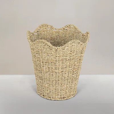 Woven Seagrass Wastebin With Scalloped Edge | Wayfair North America