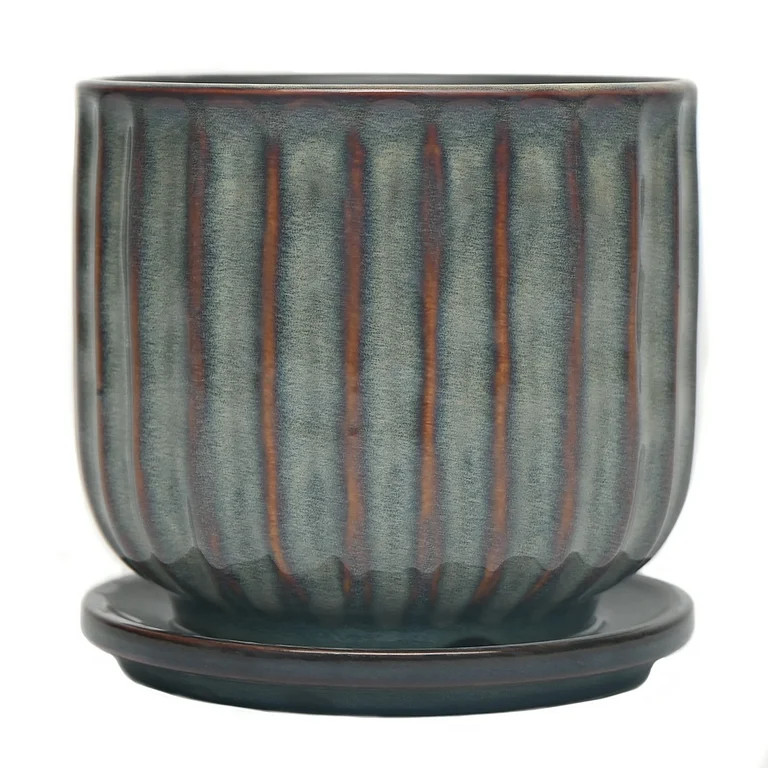 Better Homes & Gardens 6 inch Ceramic Paul Planter with Saucer, Taupe | Walmart (US)