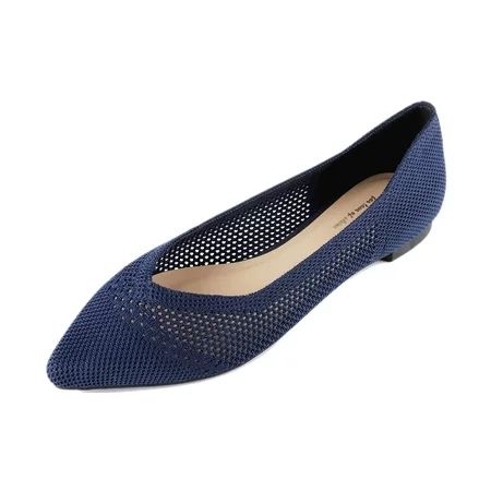 Feversole Women s Woven Pointy Fashion Cutouts Breathable Knit Flat Shoes Pointed Navy Size 6.5 M US | Walmart (US)