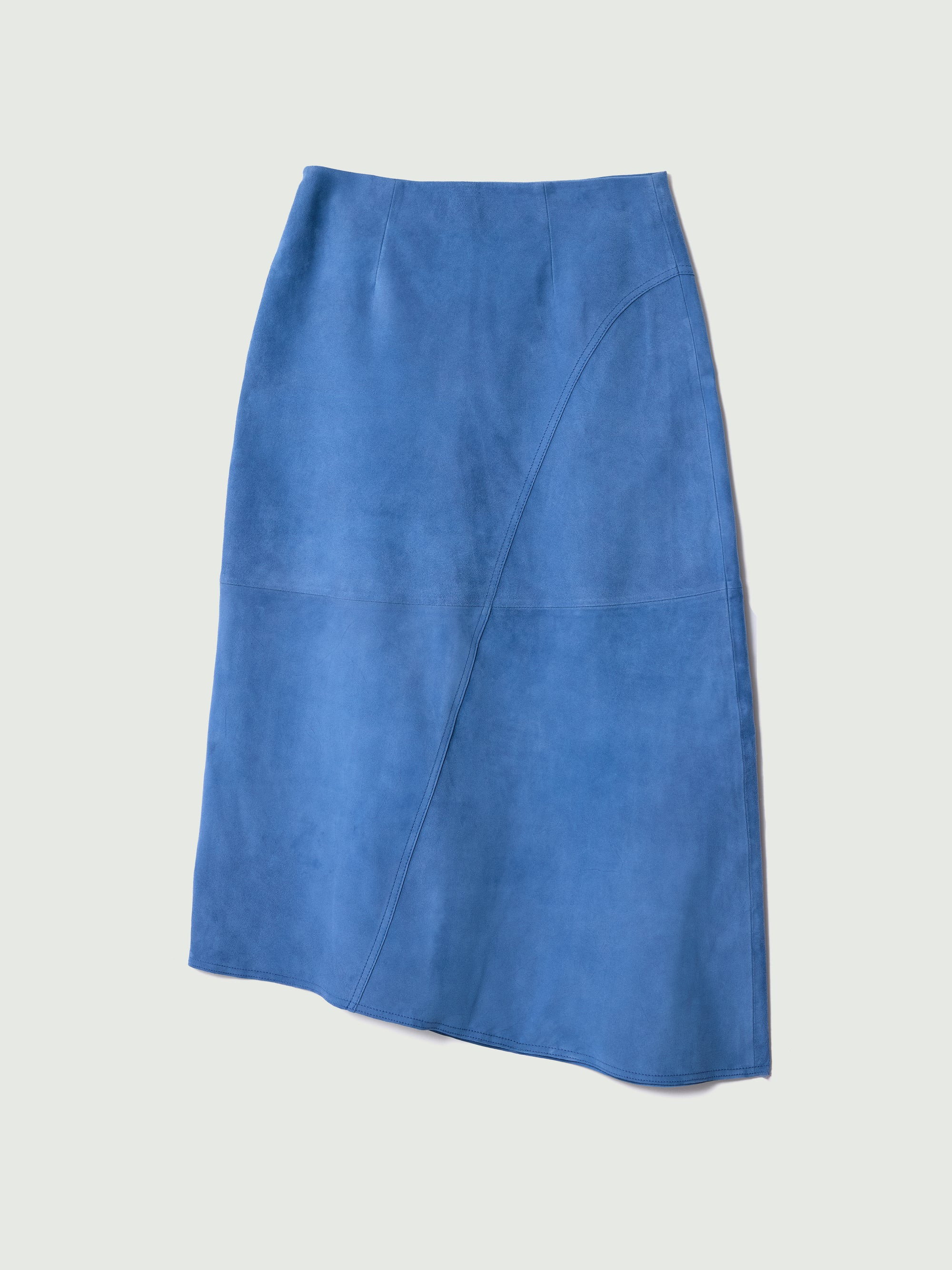 Suede Midi Asymmetric Skirt | Blue | Jigsaw (UK)