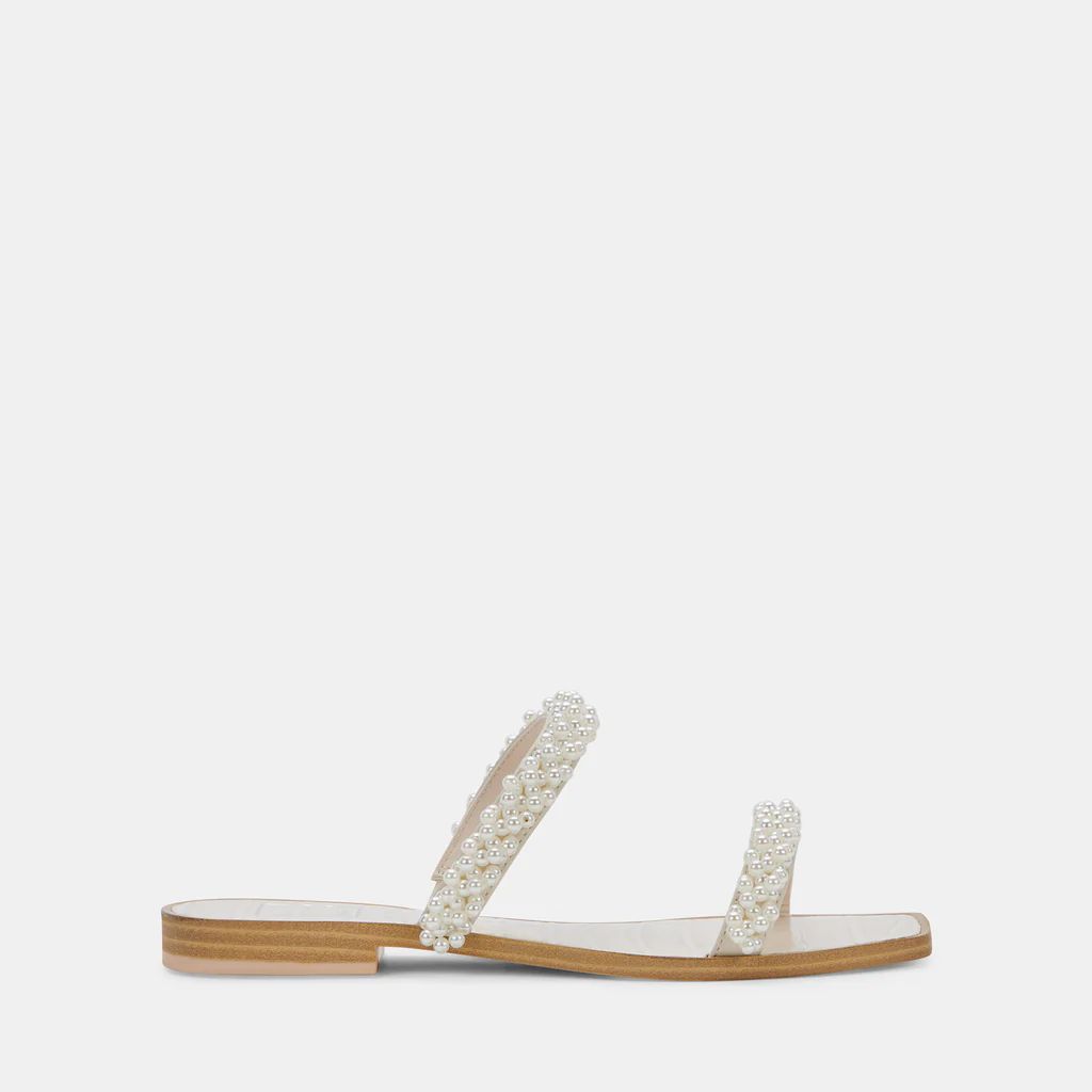 IVEE WIDE SANDALS VANILLA PEARLS | DolceVita.com