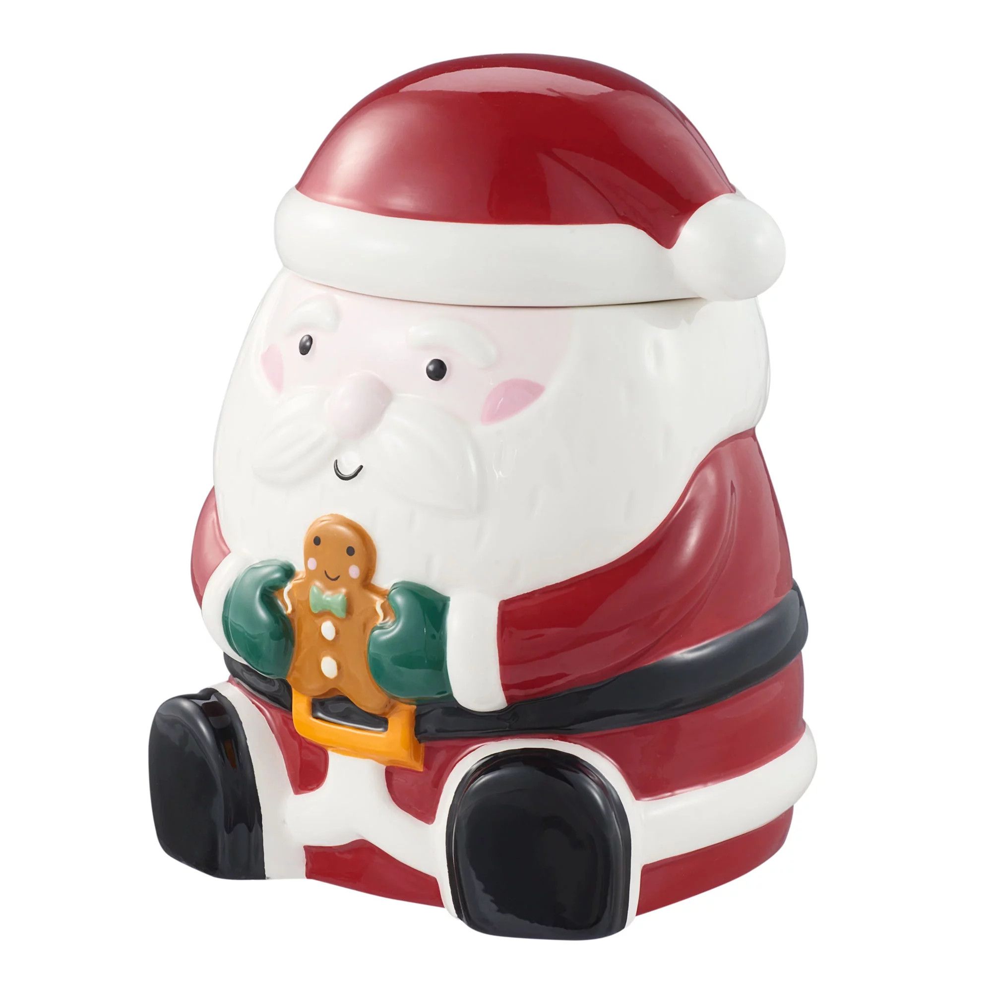 Holiday Time Christmas Santa Claus Earthenware Candy Jar,  33.8oz, Tan | Walmart (US)