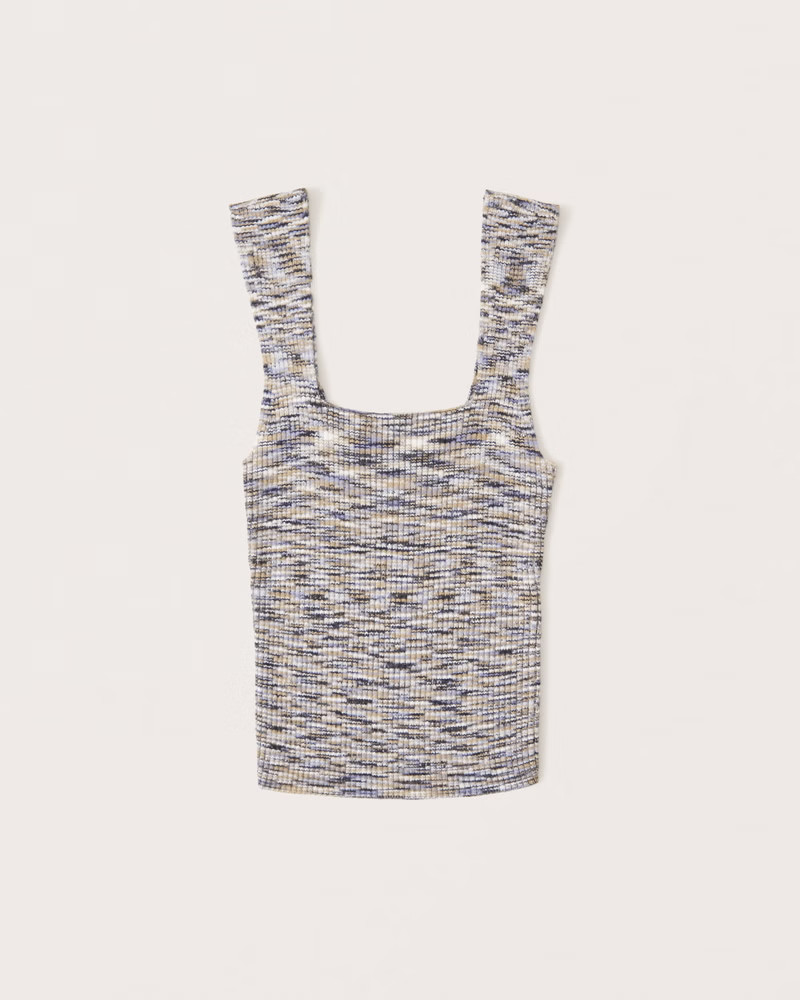 Space Dye Elevated Ribbed Squareneck Tank | Abercrombie & Fitch (US)