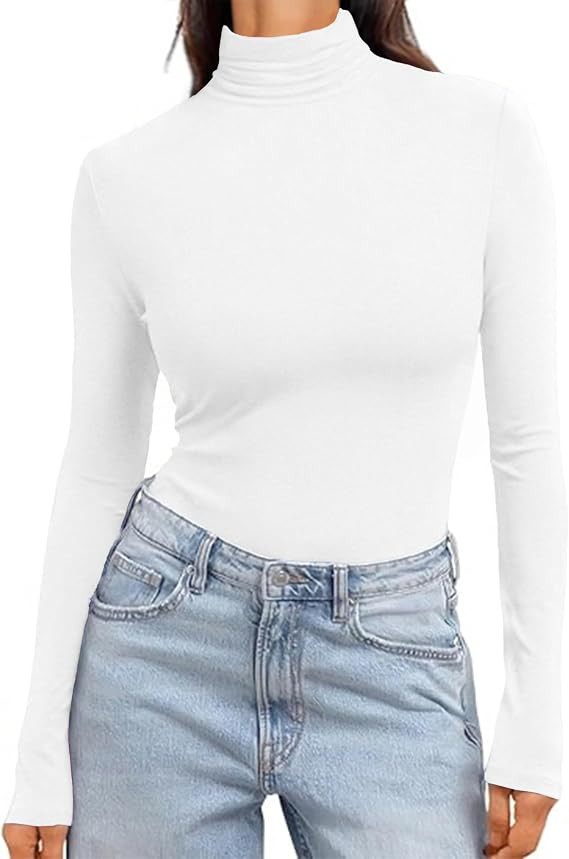 Ekouaer Women's Turtleneck Long Sleeve Shirts Slim Fit Thermal Underwear Tops Lightweight Pullove... | Amazon (US)