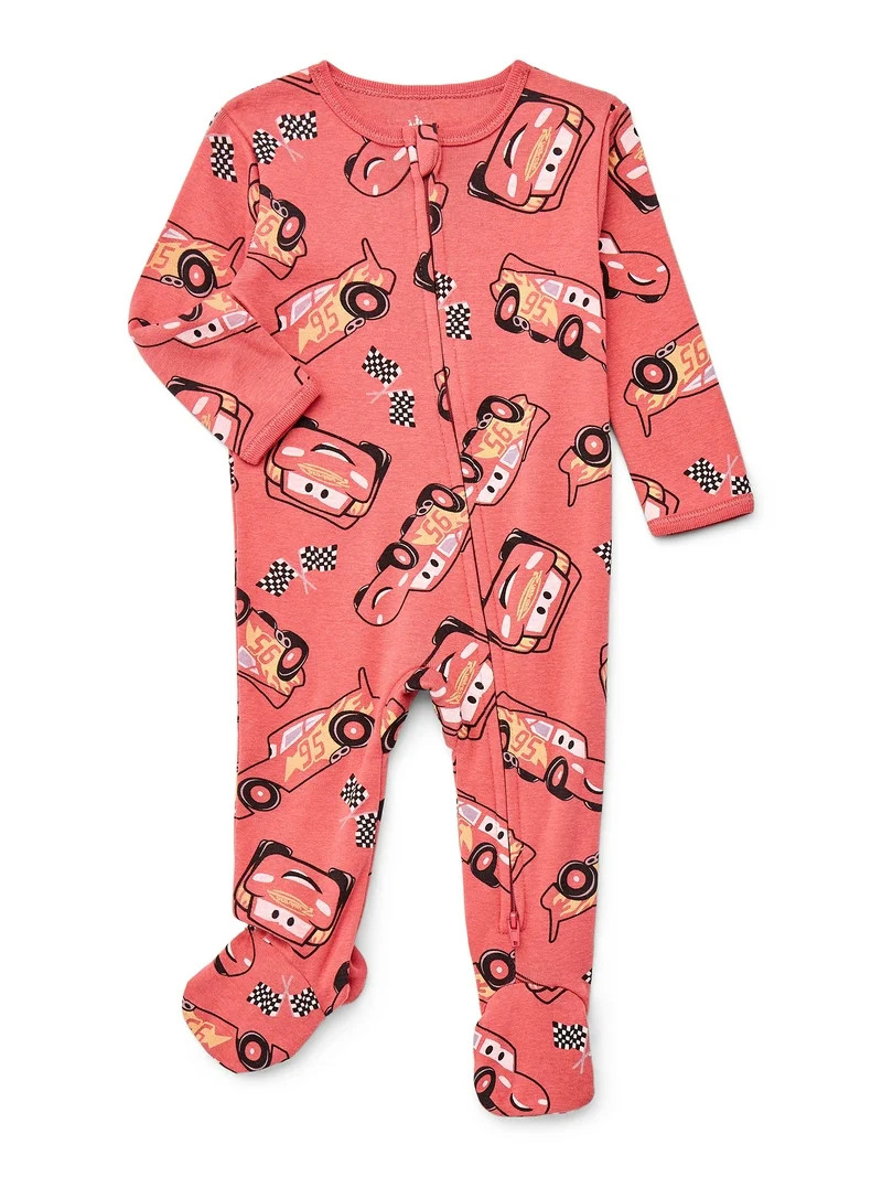 Disney Cars Baby Boys or Girls Two-Way Zip Front Footed Pajama One-Piece, Sizes 0-6/9M | Walmart (US)
