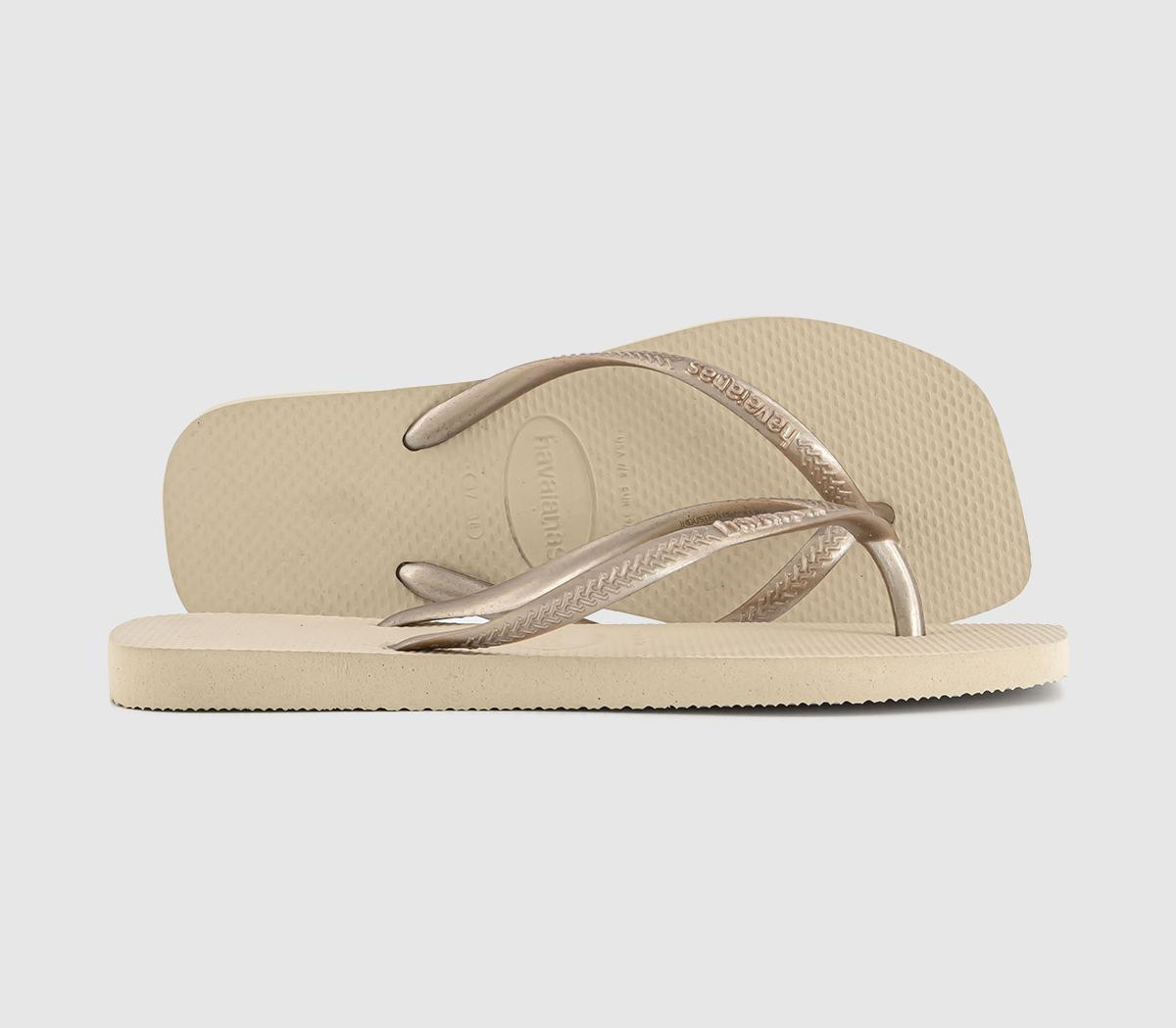 Havaianas Womens Slim Square Flip Flops Sand Grey, 8 | Office Shoes (UK)
